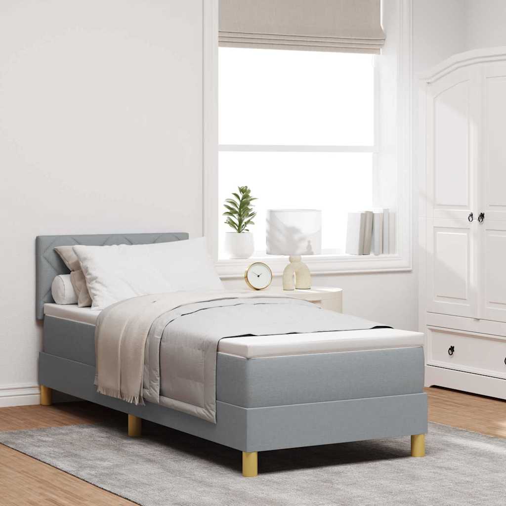 Boxspringbett mit Kissen Hellgrau 80 x 200 cm Stoff