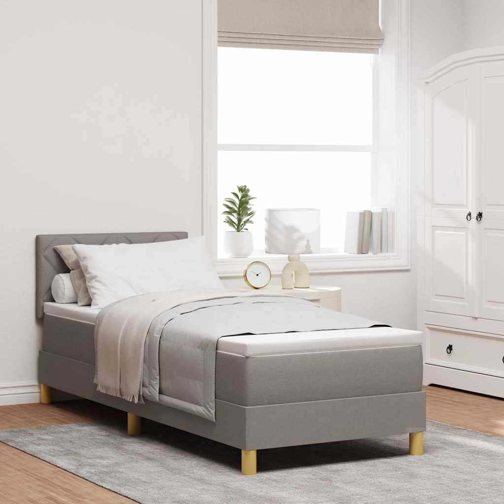 Boxspringbett mit Kissen mit Kopfteil Taupe 80 x 200 cm Stoff
