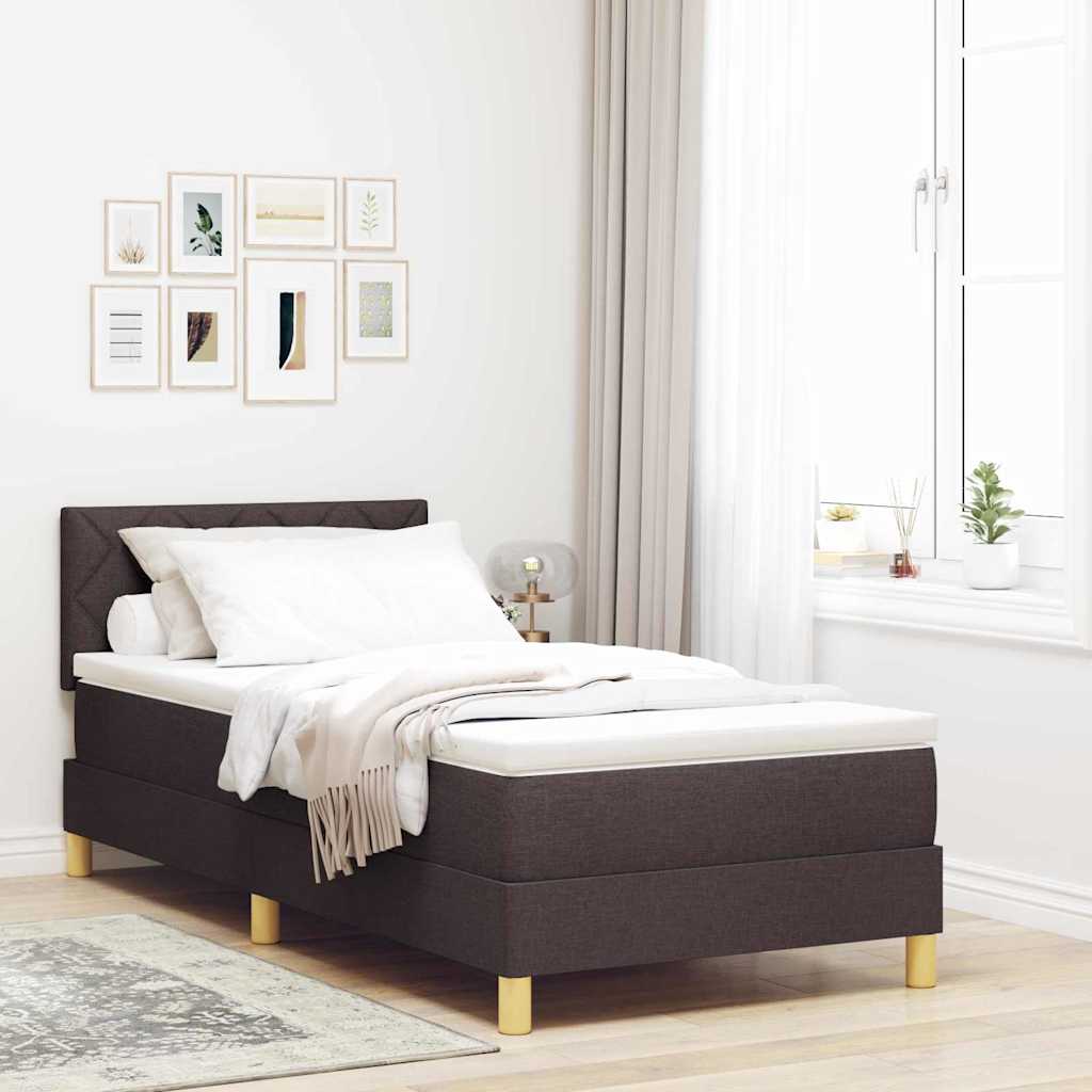 Boxspringbett mit Kissen Dunkelbraun 90 x 200 cm Stoff