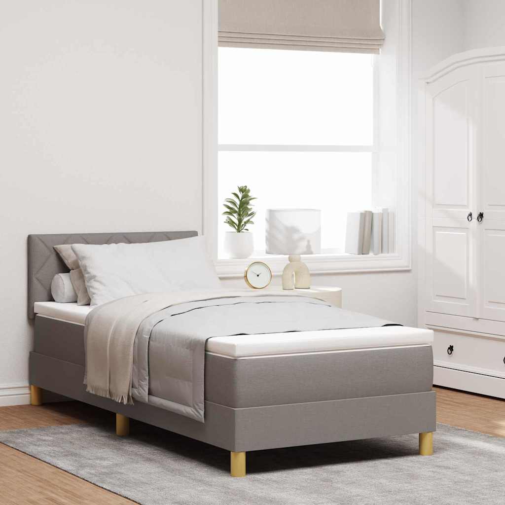 Boxspringbett mit Kissen mit Kopfteil Taupe 100 x 200 cm Stoff