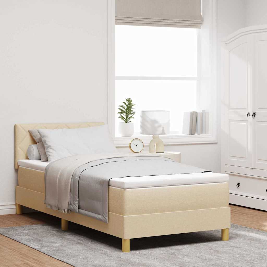 Boxspringbett mit Kissen mit Kopfteil Creme 100 x 200 cm Stoff