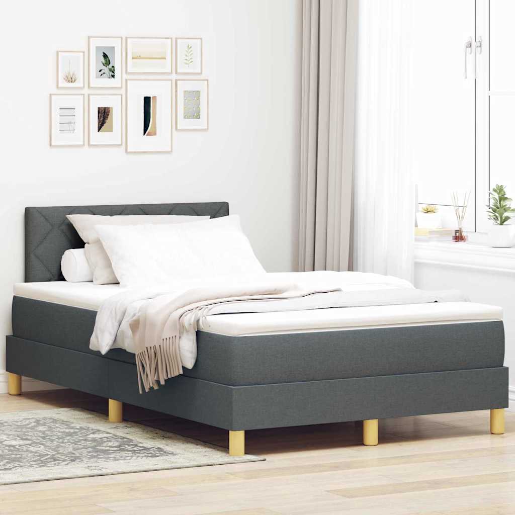 Boxspringbett mit Kissen Dunkelgrau 120 x 190 cm Stoff
