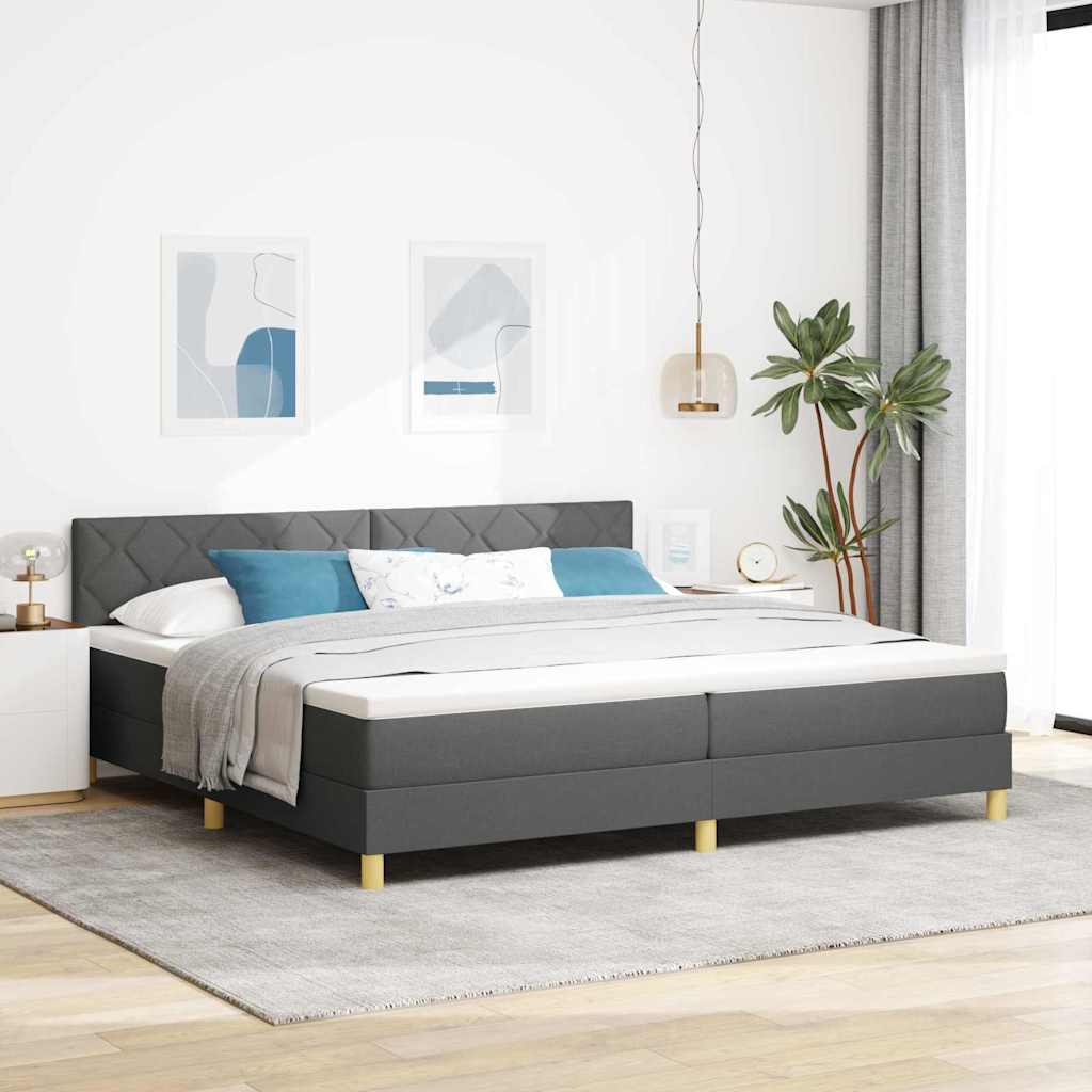 Boxspringbett mit Kissen Dunkelgrau 200 x 200 cm Stoff