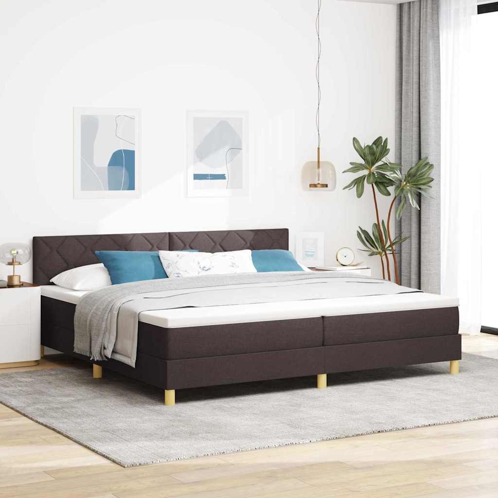 Boxspringbett mit Kissen Dunkelbraun 200 x 200 cm Stoff