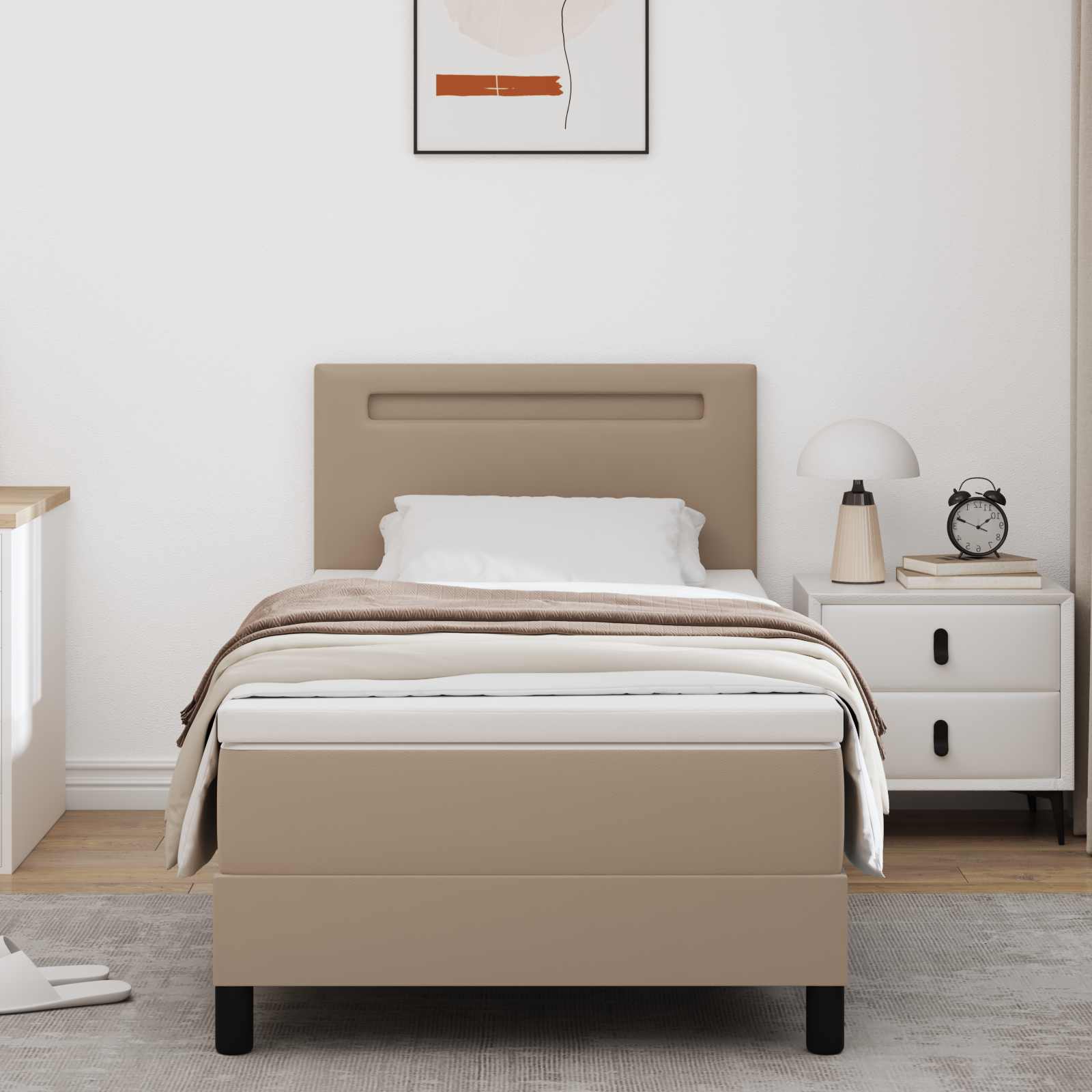 Boxspringbett mit Kopfteil Cappuccino 90 x 200 cm Kunstleder