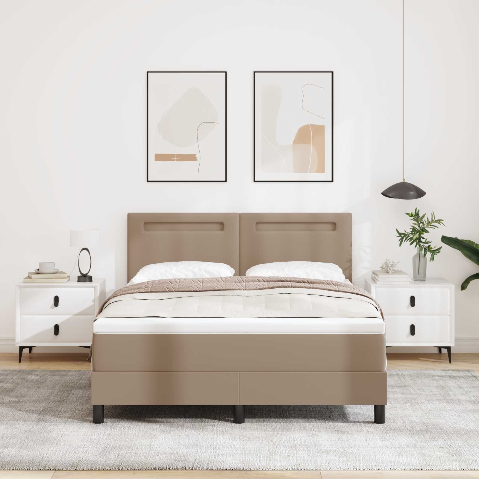 Boxspringbett mit Matratze Cappuccino 140 x 190 cm Kunstleder