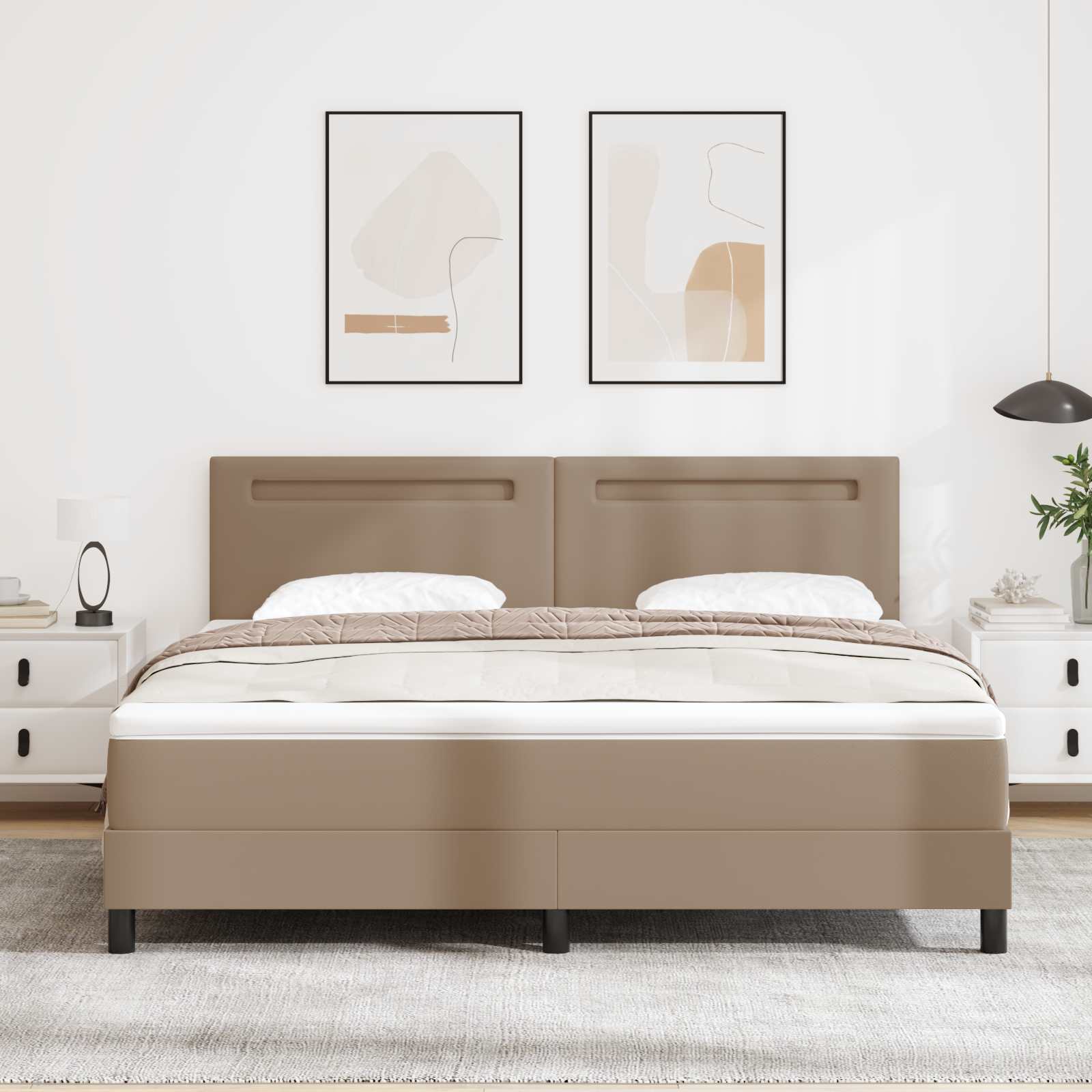 Boxspringbett mit Matratze Cappuccino 180 x 200 cm Kunstleder