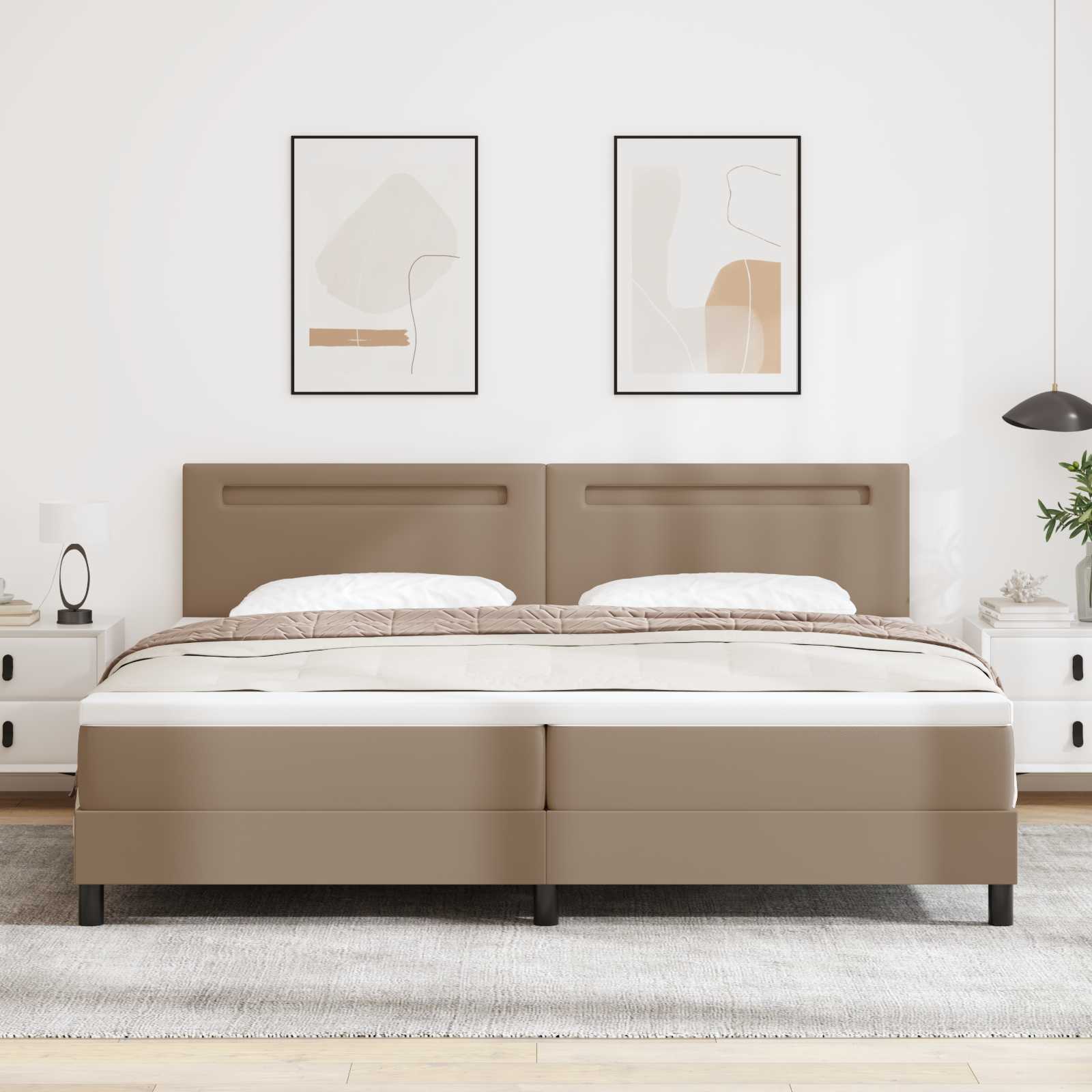 Boxspringbett mit Kopfteil Cappuccino 200 x 200 cm Kunstleder