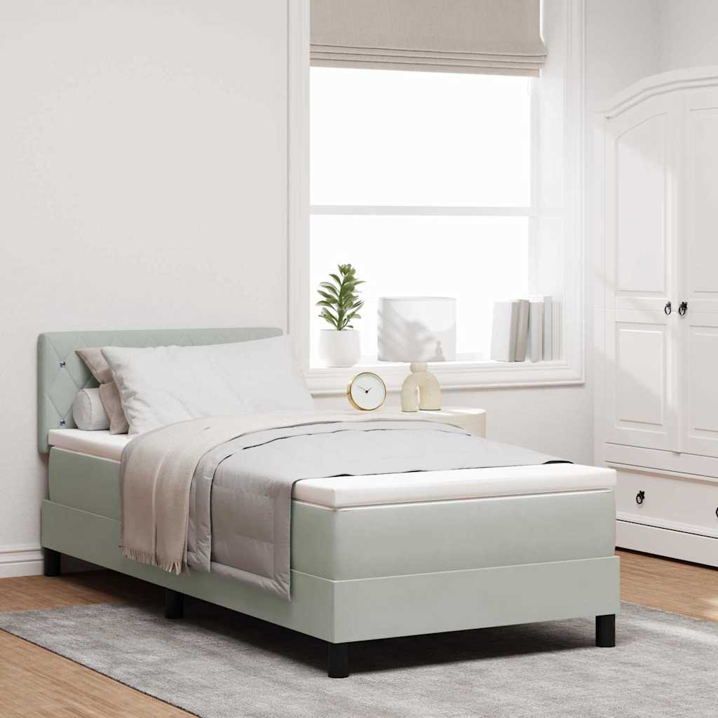 Boxspringbett mit Matratze Hellgrau 100 x 200 cm Samt