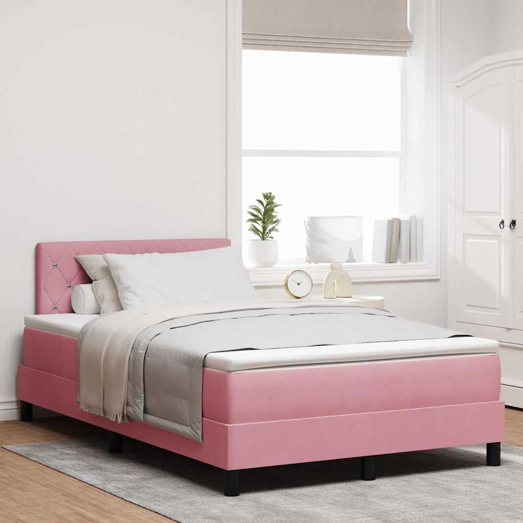 Boxspringbett mit Matratze mit Kopfteil Rosa 120 x 200 cm Samt