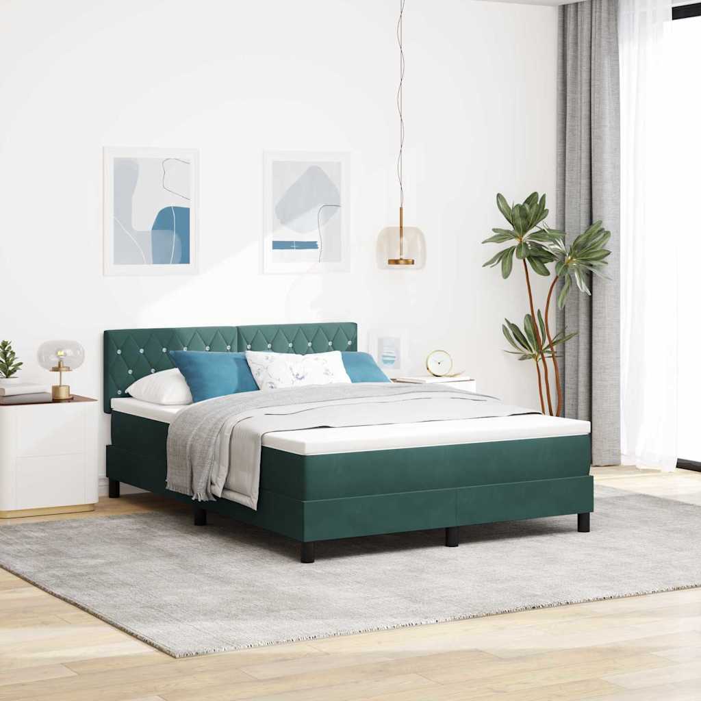 Boxspringbett mit Matratze Dunkelgrün 140 x 200 cm Samt