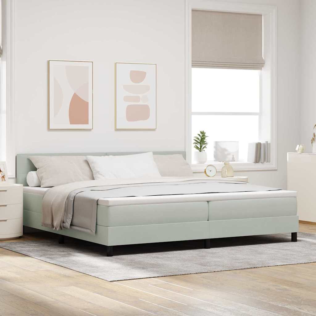 Boxspringbett mit Kopfteil Hellgrau 200 x 200 cm Samt