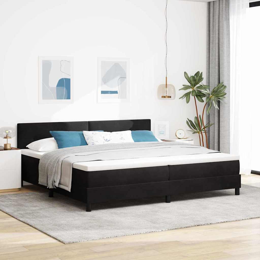 Boxspringbett mit Kopfteil Schwarz 200 x 200 cm Samt