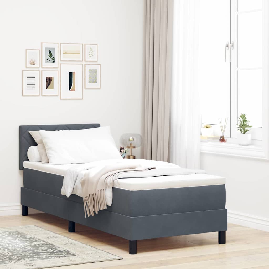 Boxspringbett mit Kopfteil Dunkelgrau 80 x 200 cm Samt