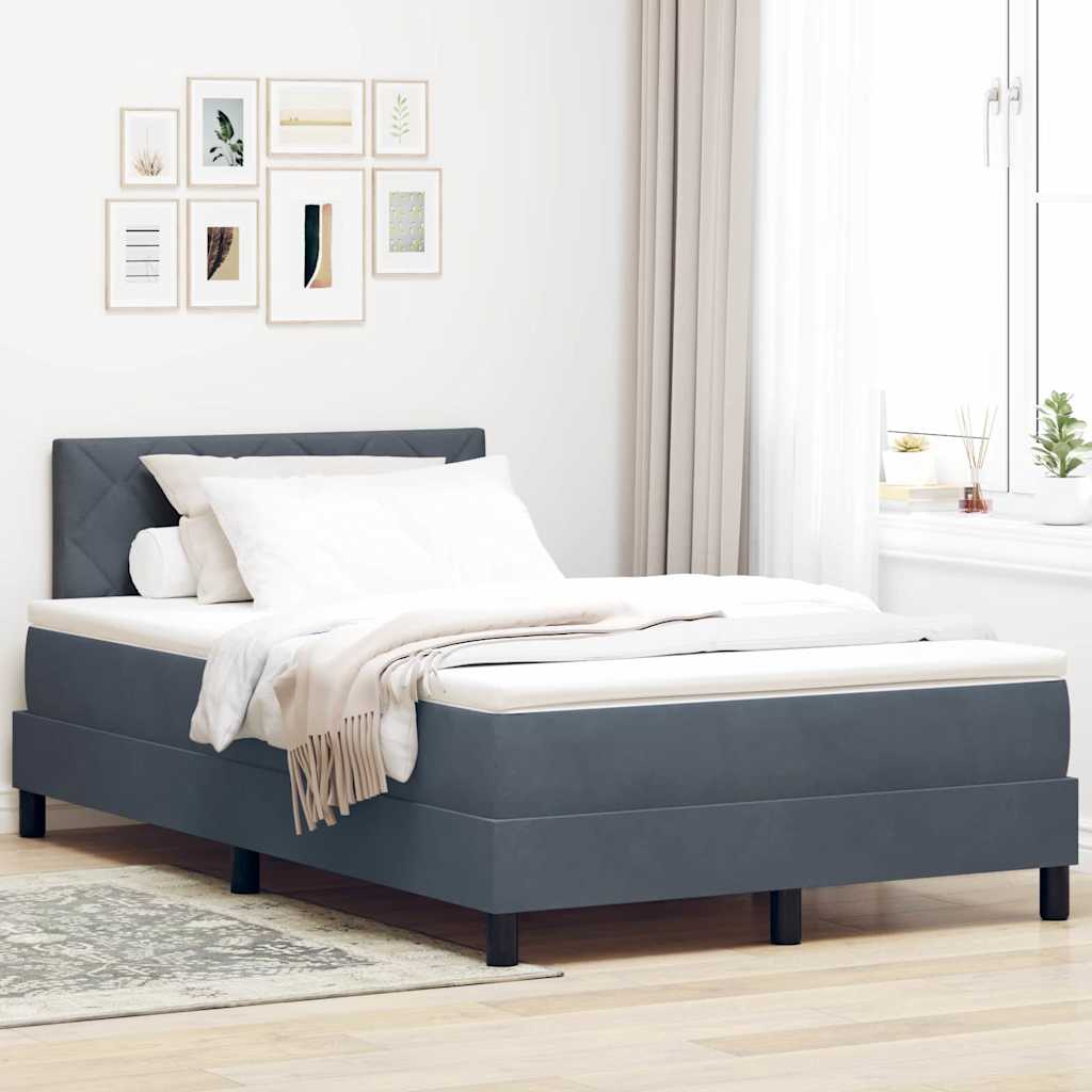 Boxspringbett mit Kopfteil Dunkelgrau 120 x 200 cm Samt
