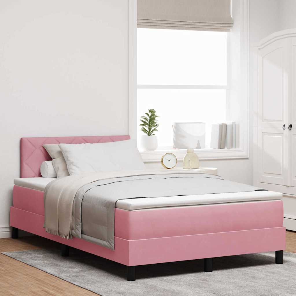 Boxspringbett mit Kopfteil Rosa 120 x 200 cm Samt