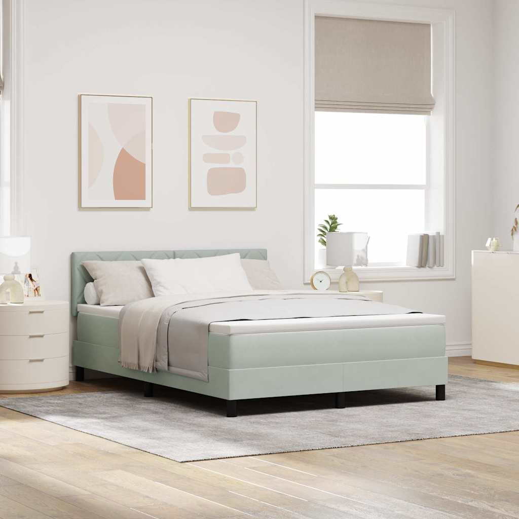Boxspringbett mit Kopfteil Hellgrau 140 x 190 cm Samt