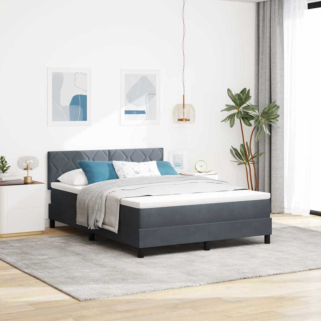 Boxspringbett mit Kopfteil Dunkelgrau 140 x 190 cm Samt