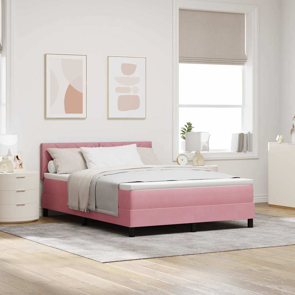 Boxspringbett mit Kopfteil Rosa 140 x 200 cm Samt