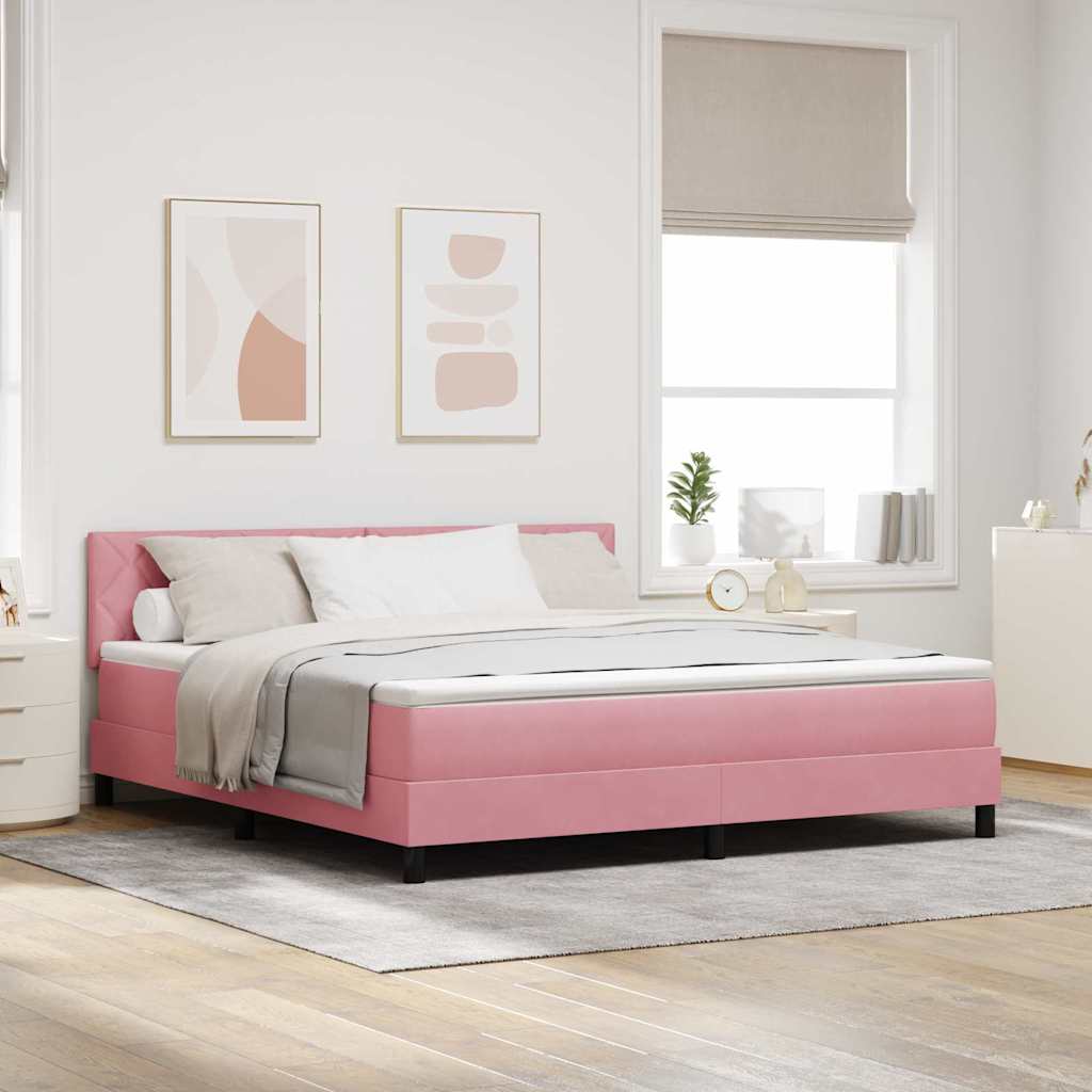 Boxspringbett mit Kopfteil Rosa 180 x 200 cm Samt