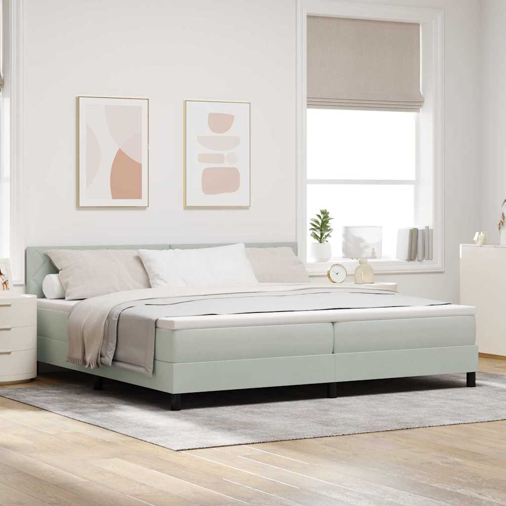 Boxspringbett mit Kopfteil Hellgrau 200 x 200 cm Samt