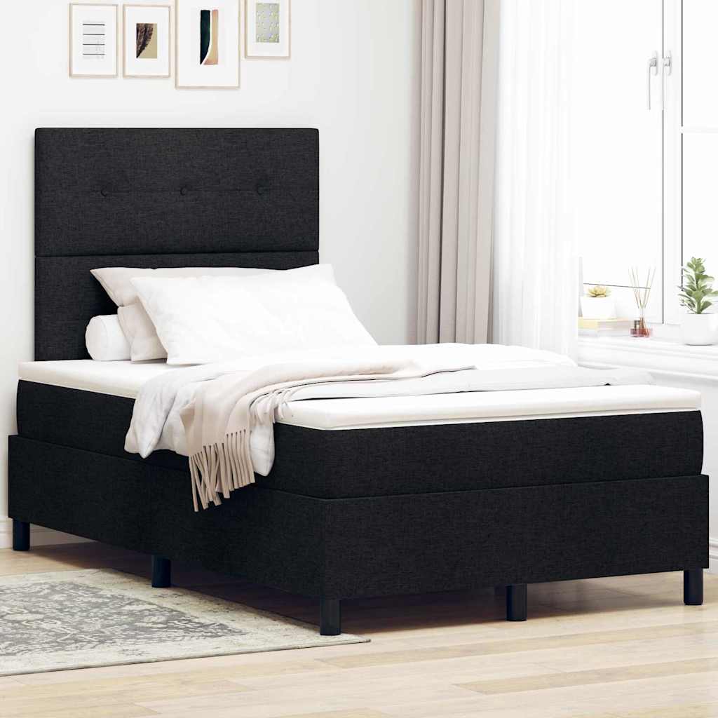 Boxspringbett mit Kopfteil Schwarz 120 x 190 cm Stoff