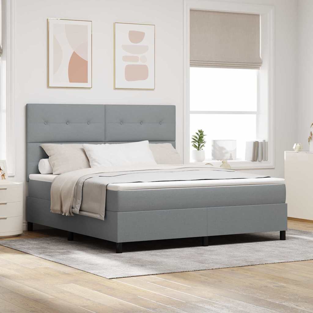 Boxspringbett mit Kopfteil Hellgrau 180 x 200 cm Stoff