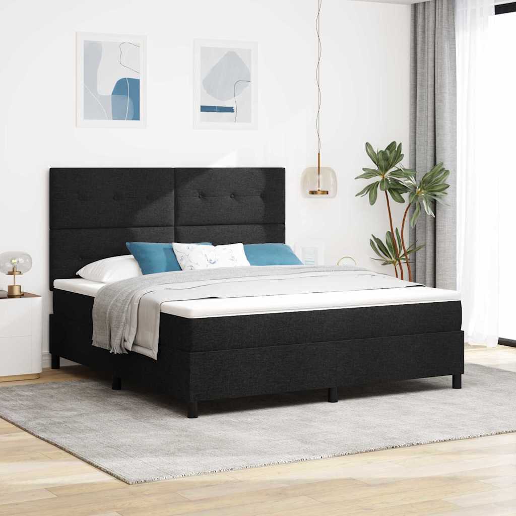 Boxspringbett mit Kopfteil Schwarz 180 x 200 cm Stoff