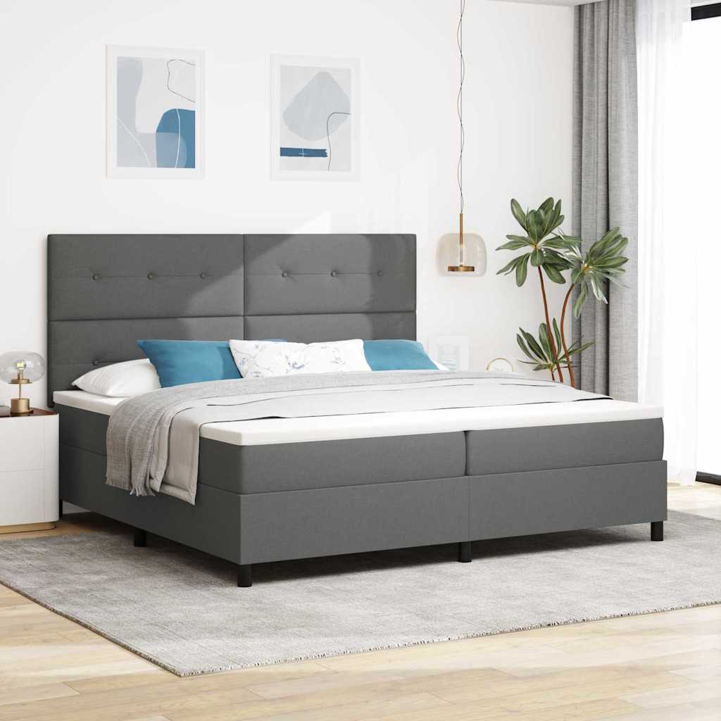 Boxspringbett mit Kopfteil Dunkelgrau 200 x 200 cm Stoff