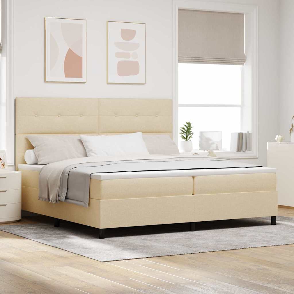 Boxspringbett mit Kopfteil Creme 200 x 200 cm Stoff