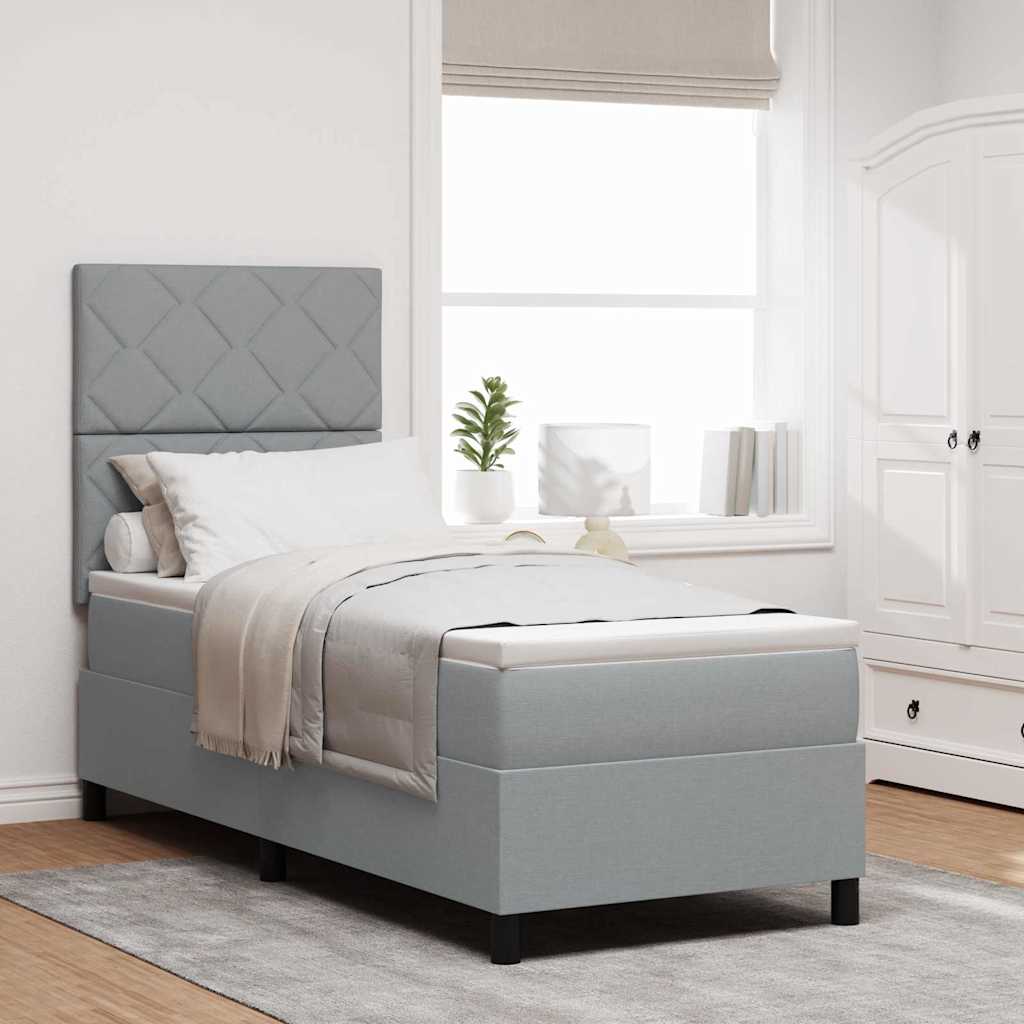 Boxspringbett mit Kopfteil Hellgrau 80 x 200 cm Stoff