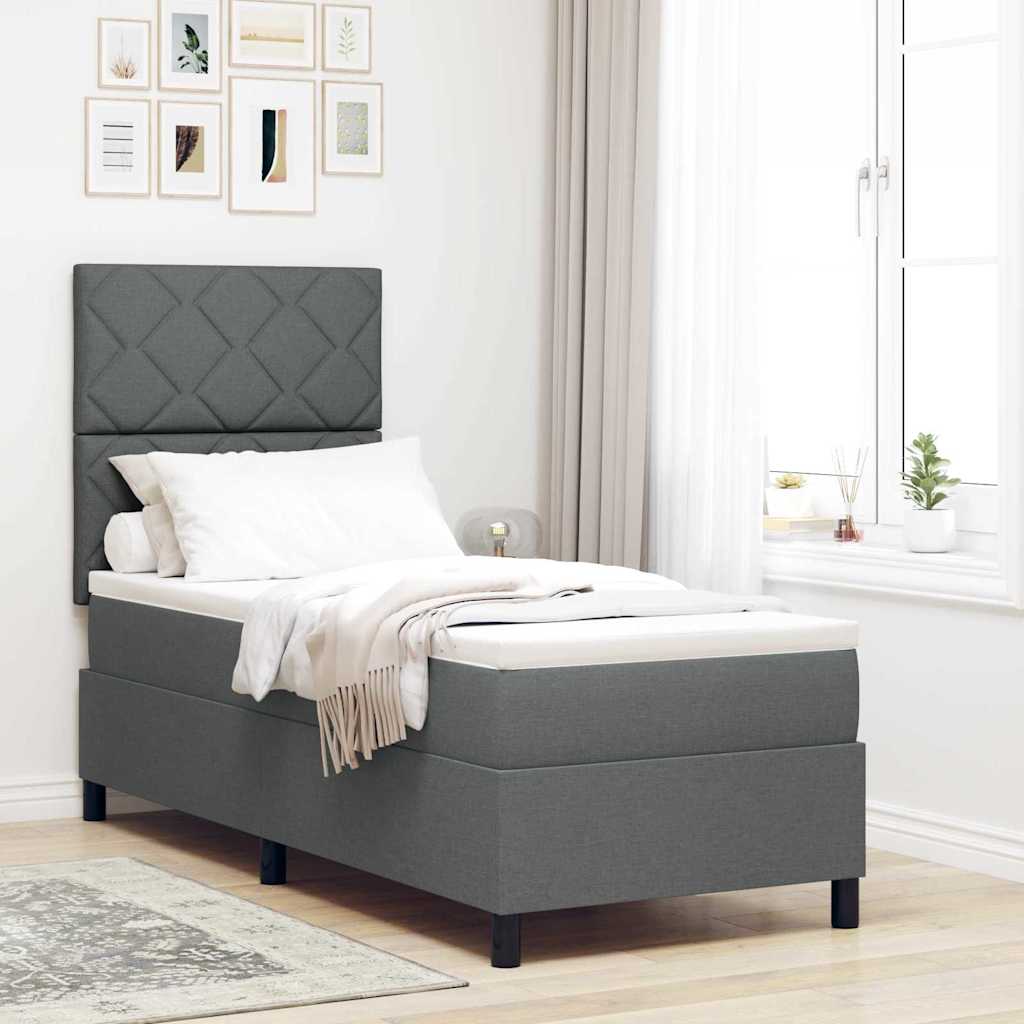 Boxspringbett mit Kopfteil Dunkelgrau 80 x 200 cm Stoff