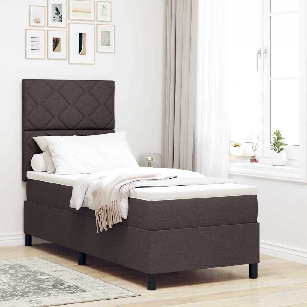 Boxspringbett mit Kopfteil Dunkelbraun 80 x 200 cm Stoff