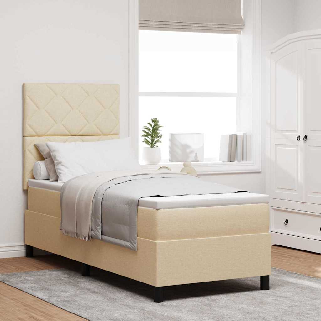 Boxspringbett mit Kopfteil Creme 80 x 200 cm Stoff