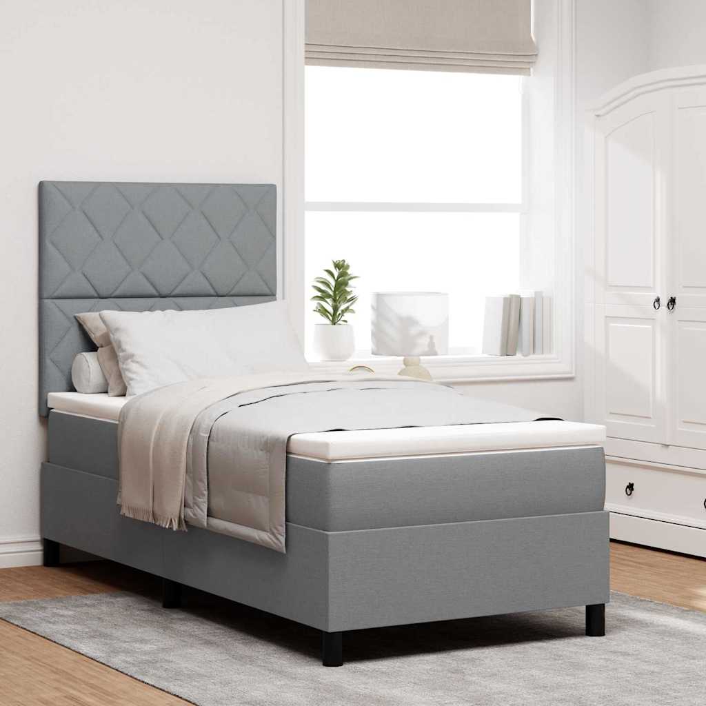 Boxspringbett mit Kopfteil Hellgrau 90 x 190 cm Stoff