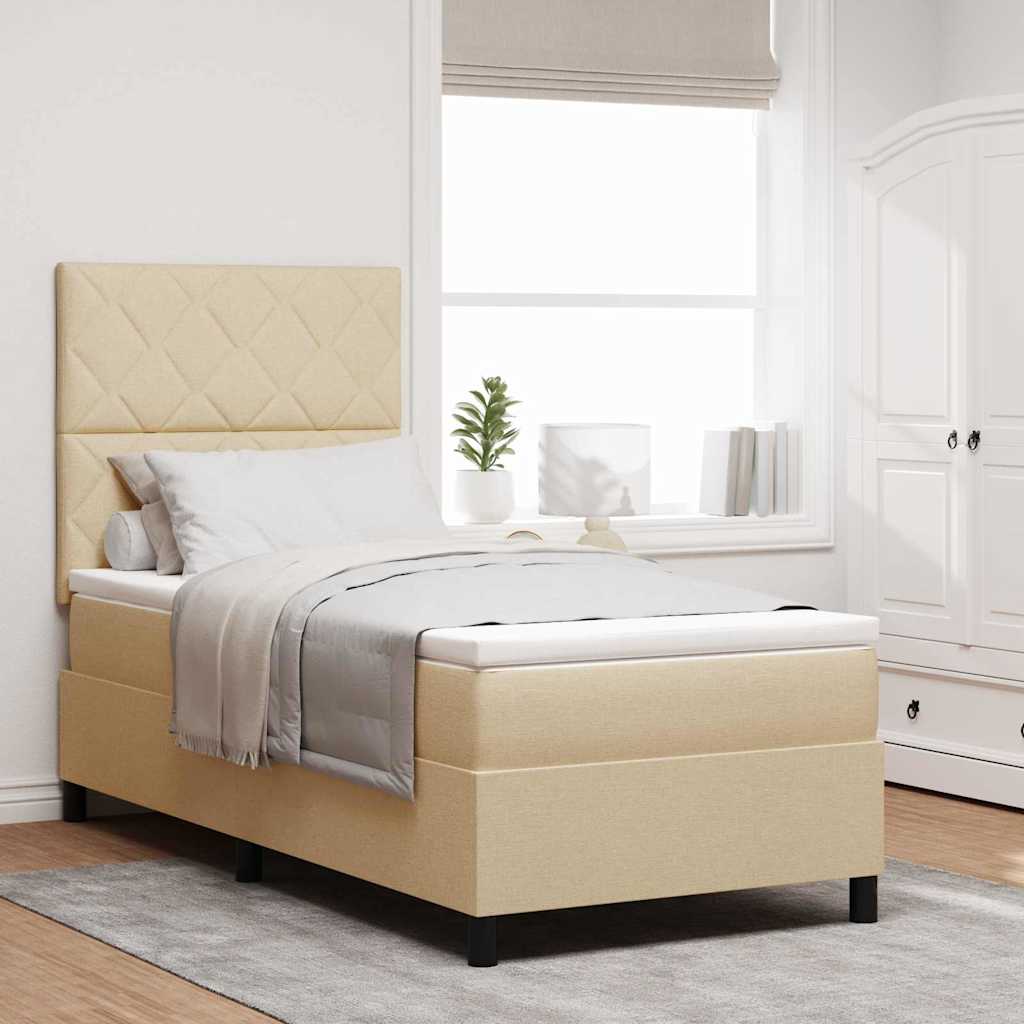 Boxspringbett mit Kopfteil Creme 90 x 190 cm Stoff