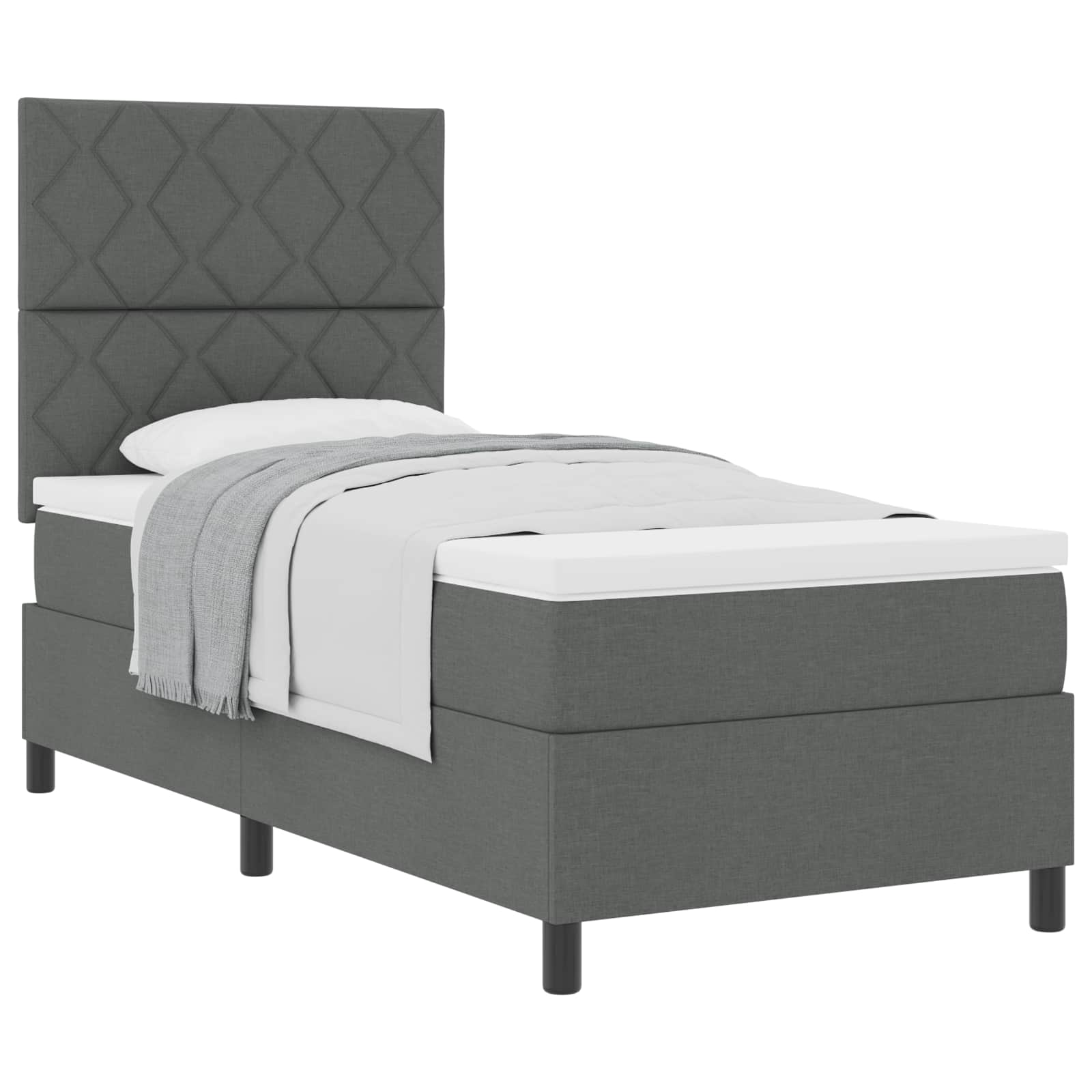 Boxspringbett mit Kopfteil Dunkelgrau 100 x 200 cm Stoff