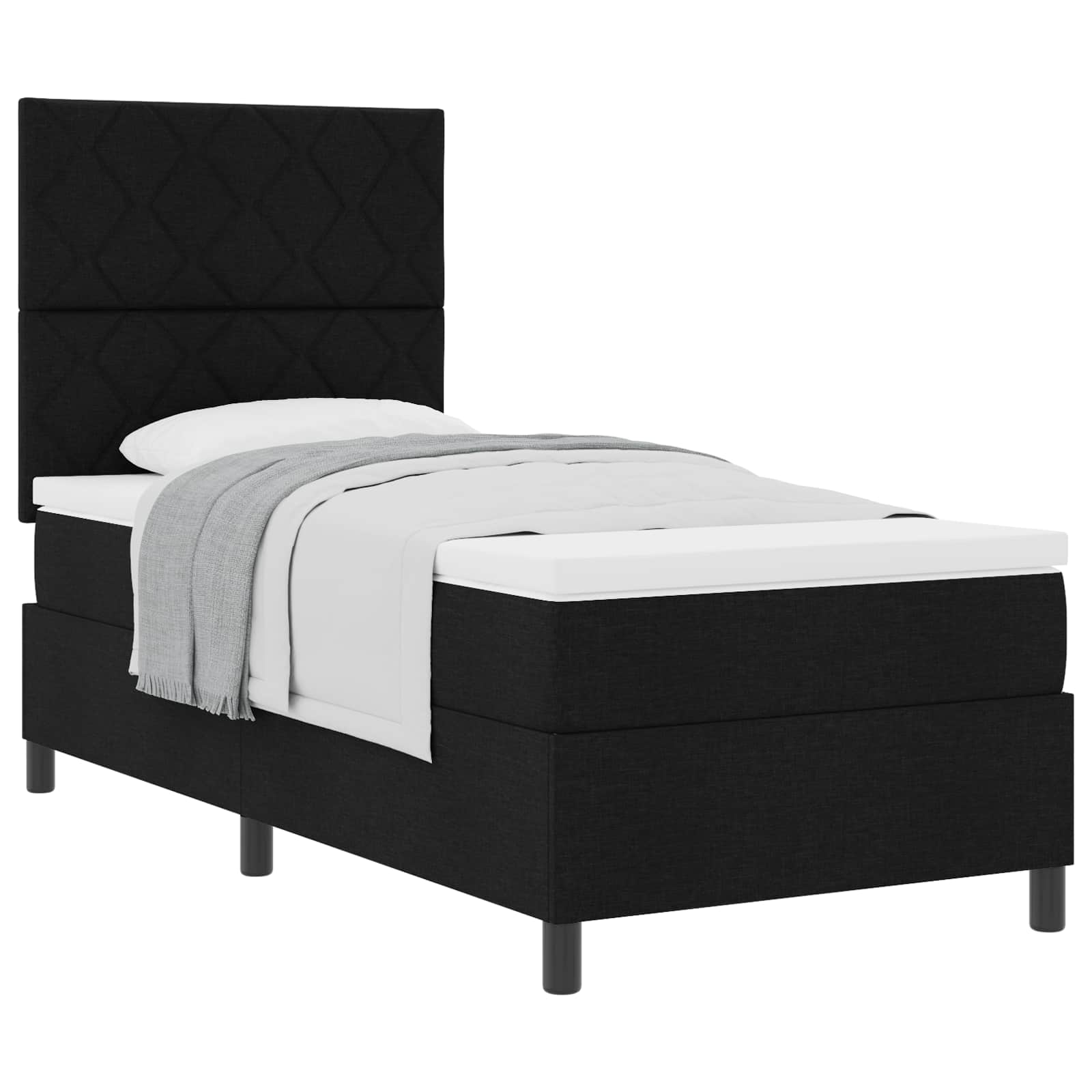 Boxspringbett mit Kopfteil Schwarz 100 x 200 cm Stoff