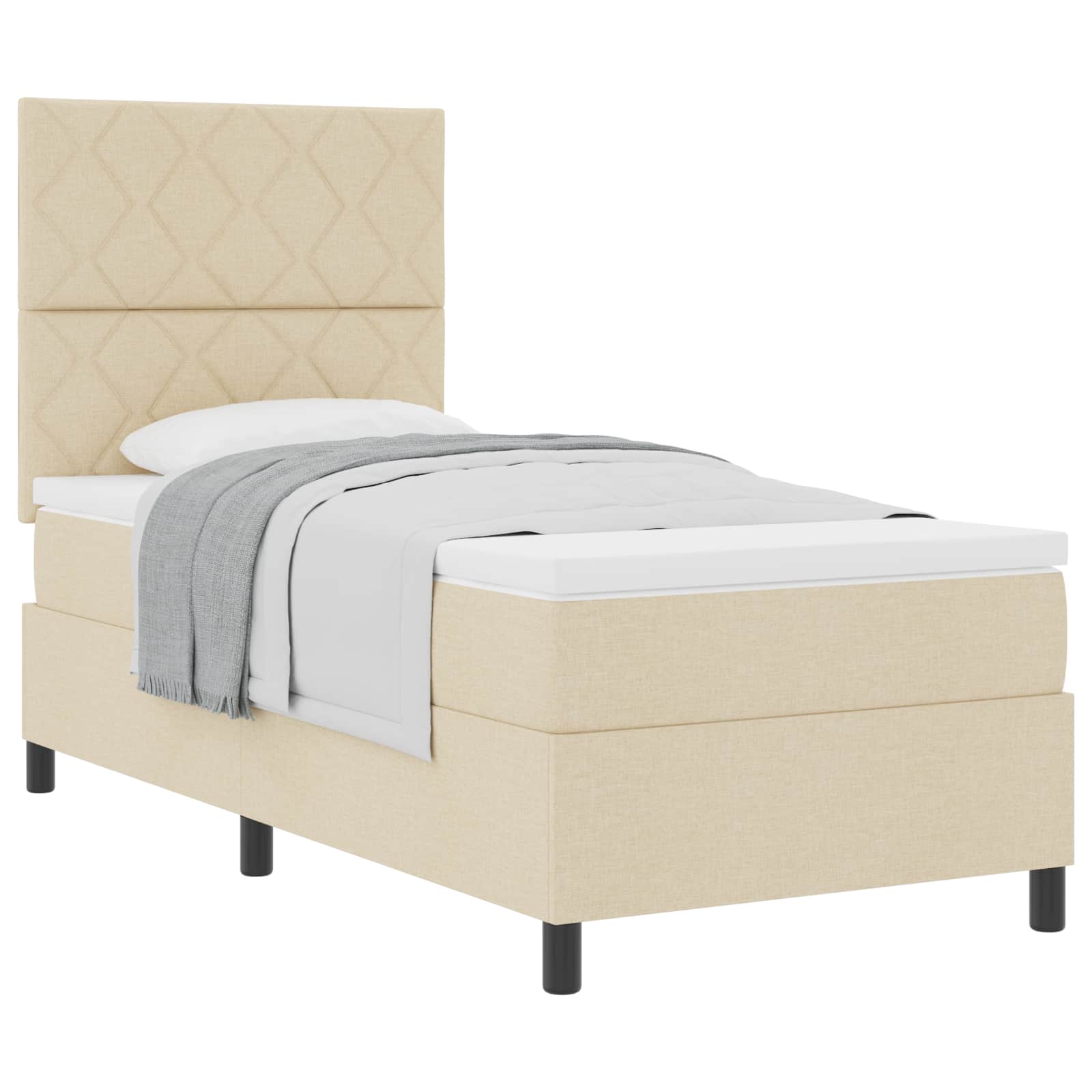 Boxspringbett mit Kopfteil Creme 100 x 200 cm Stoff
