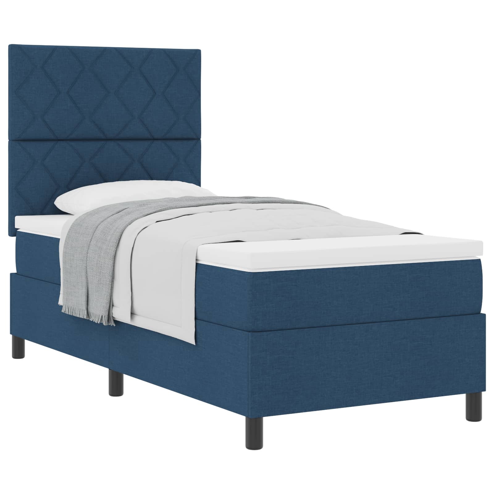 Boxspringbett mit Kopfteil Blau 100 x 200 cm Stoff
