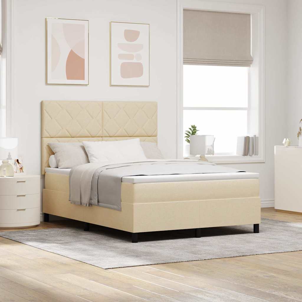 Boxspringbett mit Kopfteil Creme 160 x 200 cm Stoff