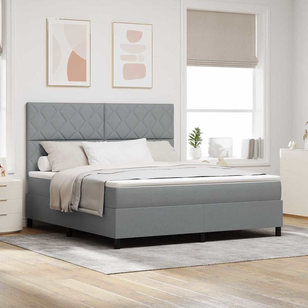 Boxspringbett mit Kopfteil Hellgrau 180 x 200 cm Stoff