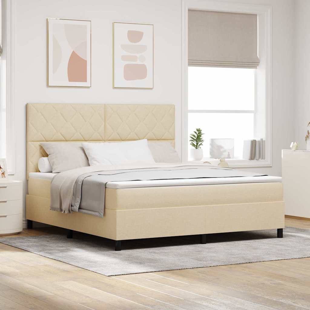 Boxspringbett mit Kopfteil Creme 180 x 200 cm Stoff