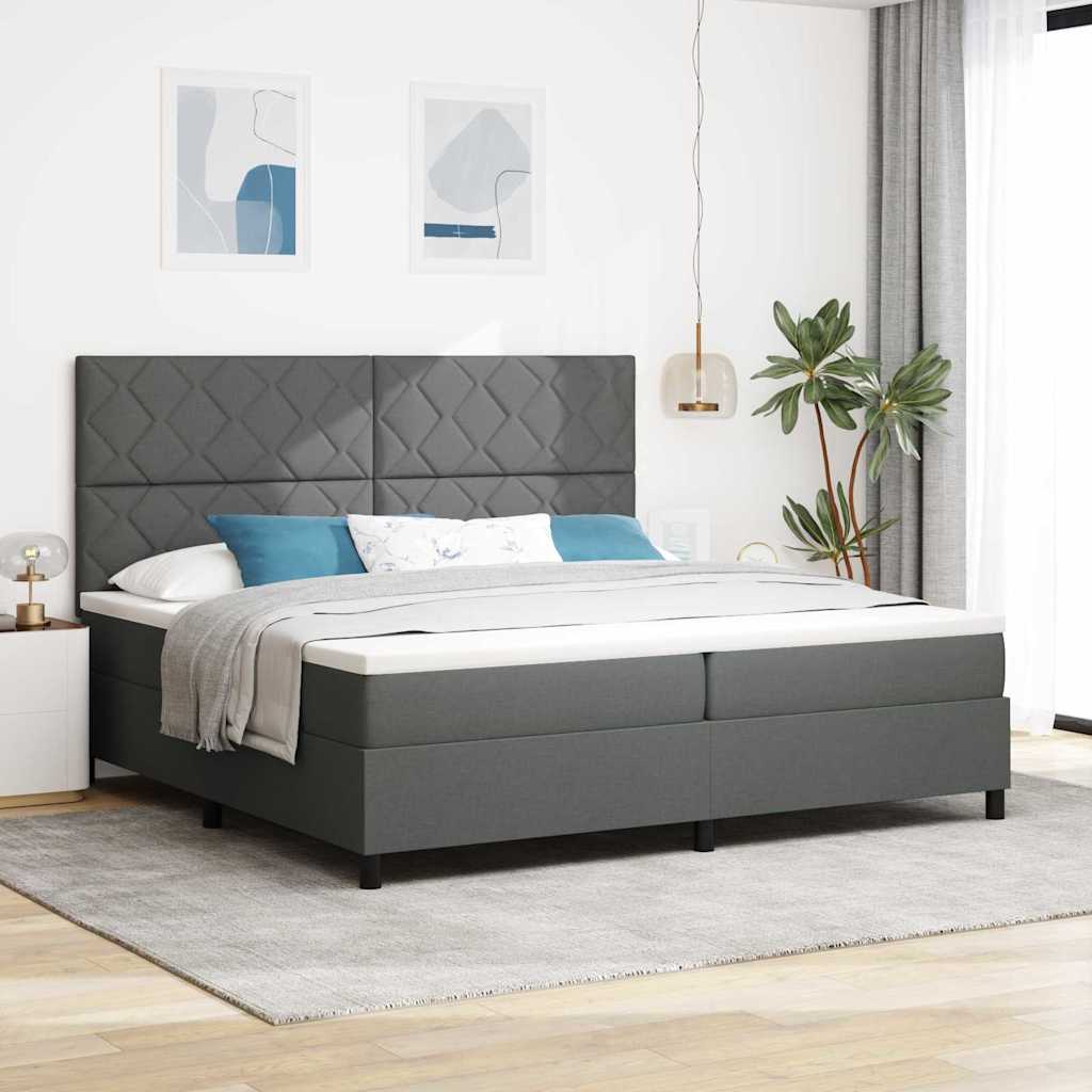 Boxspringbett mit Kopfteil Dunkelgrau 200 x 200 cm Stoff