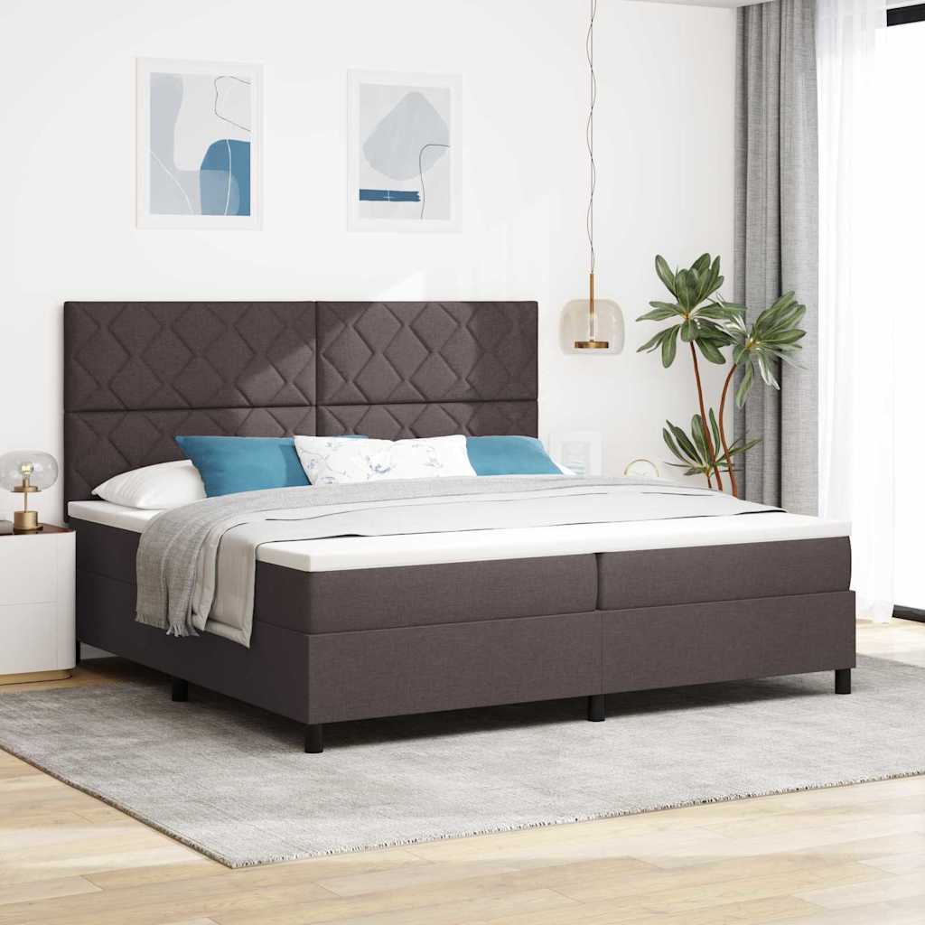 Boxspringbett mit Kopfteil Dunkelbraun 200 x 200 cm Stoff
