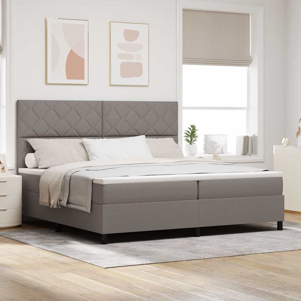 Boxspringbett mit Kopfteil Taupe 200 x 200 cm Stoff