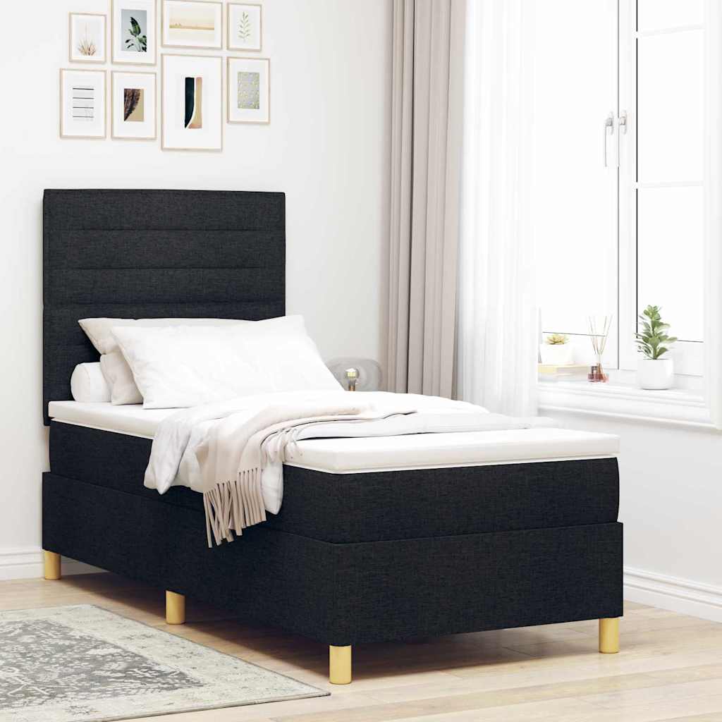 Boxspringbett mit Matratze Schwarz 90 x 200 cm Stoff