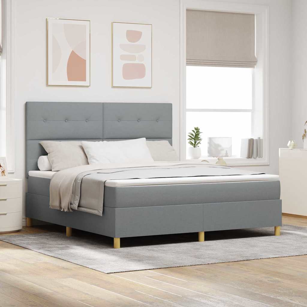 Boxspringbett mit Kopfteil Hellgrau 180 x 200 cm Stoff
