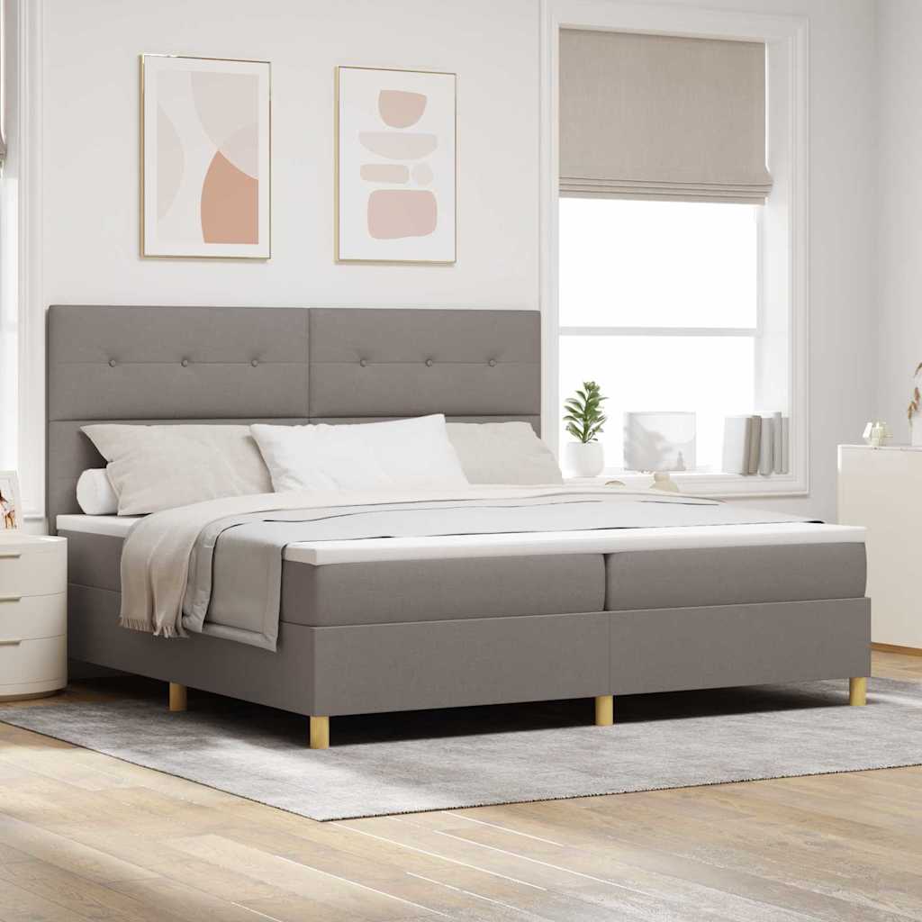Boxspringbett mit Kopfteil Taupe 200 x 200 cm Stoff