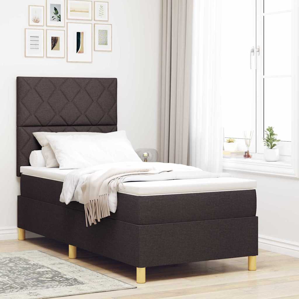 Boxspringbett mit Kopfteil Dunkelbraun 100 x 200 cm Stoff